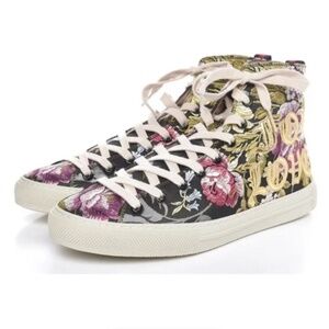 Gucci Blind For Love High Top Lace Up Sneakers Floral Print Size 38